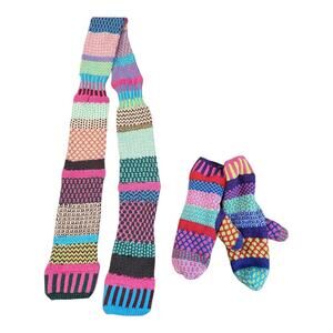 Solemate Socks scarf and lined mitten set multi-color recycled made in USA